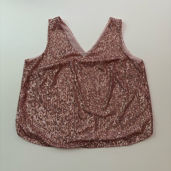 LOFT Plus Pink Sequin Sleeveless Blouse - Picture 10 of 10
